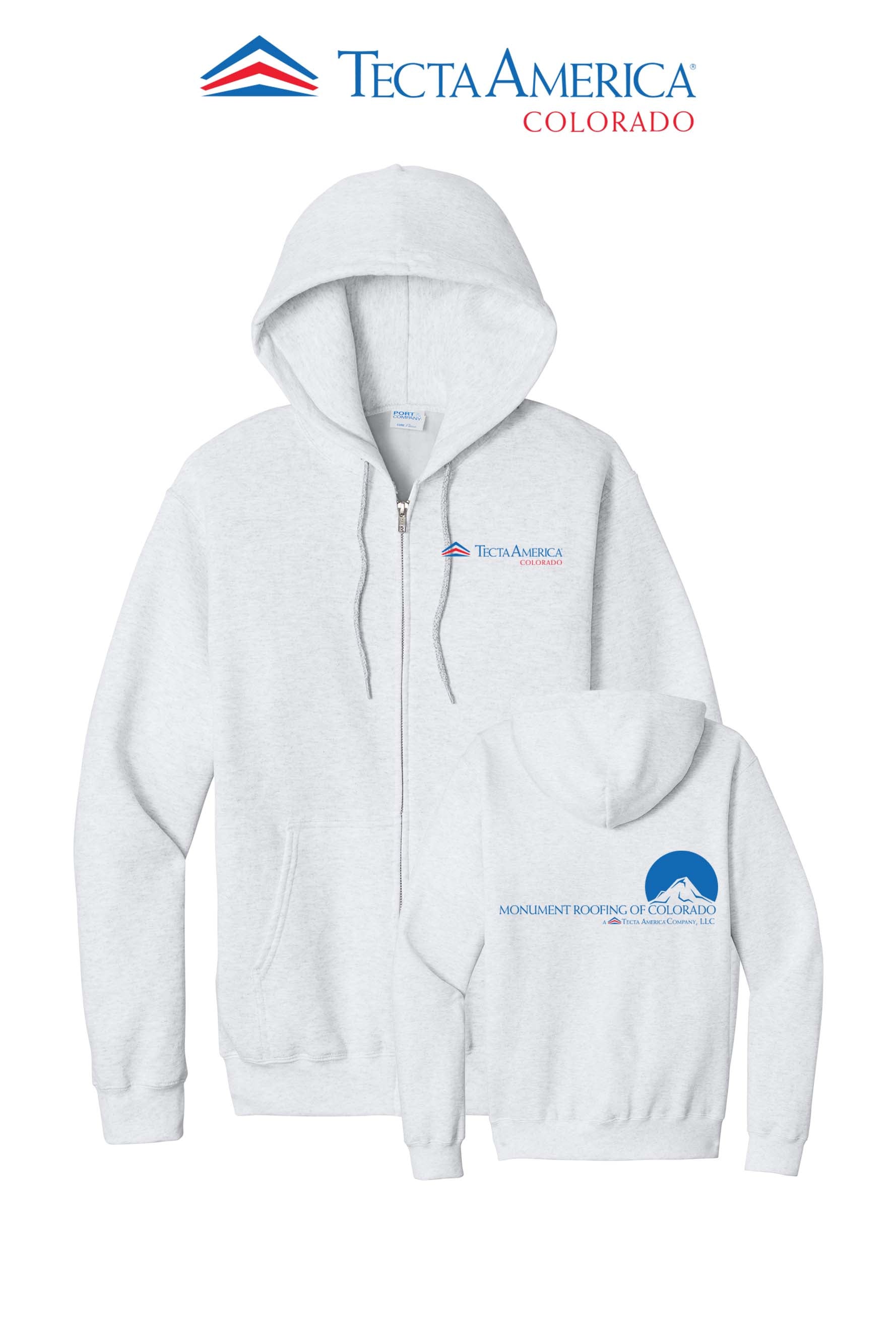 Port & Co™ Core Fleece Full-Zip Hooded Sweatshirt - Monument Roofing of Colorado