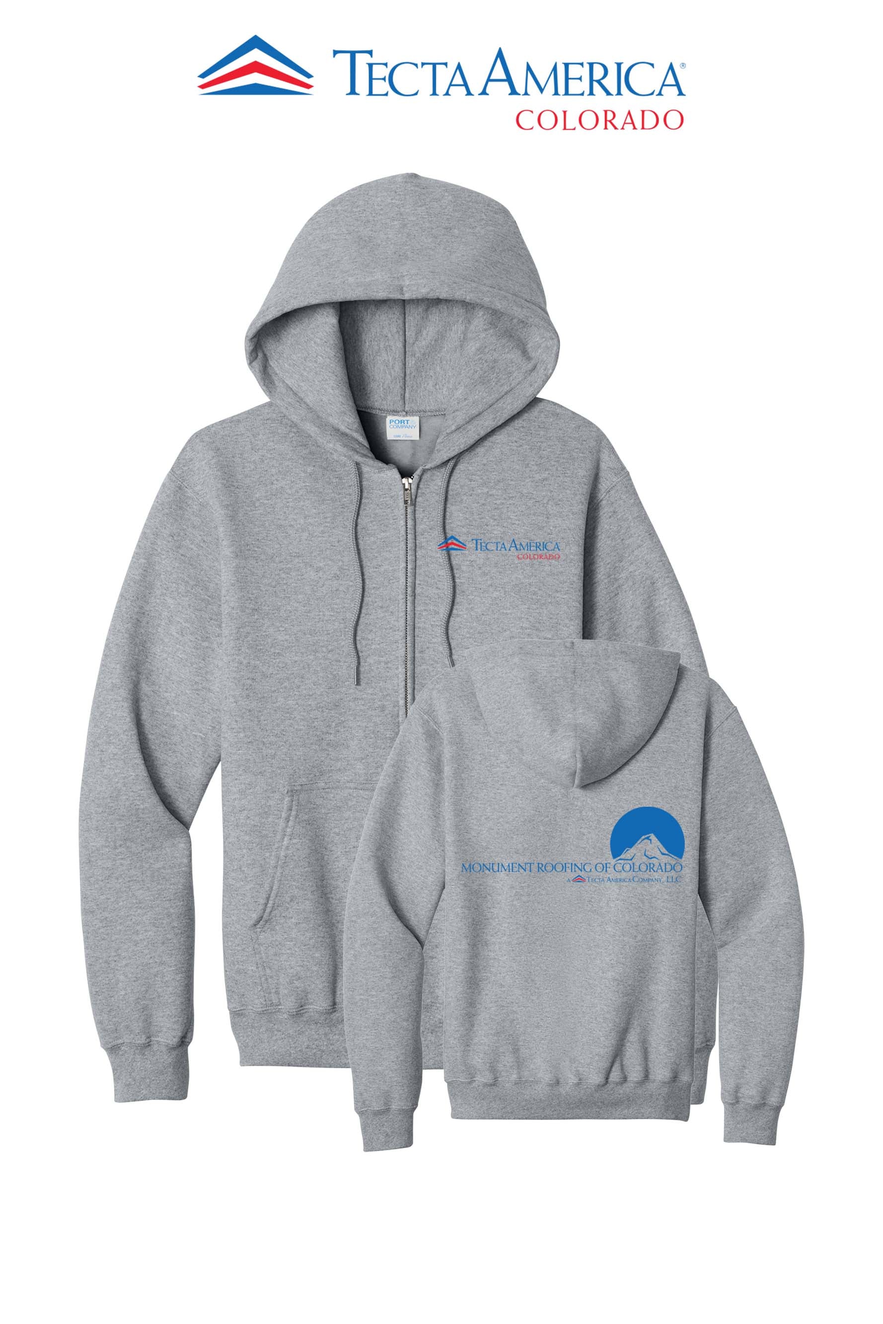 Port & Co™ Core Fleece Full-Zip Hooded Sweatshirt - Monument Roofing of Colorado