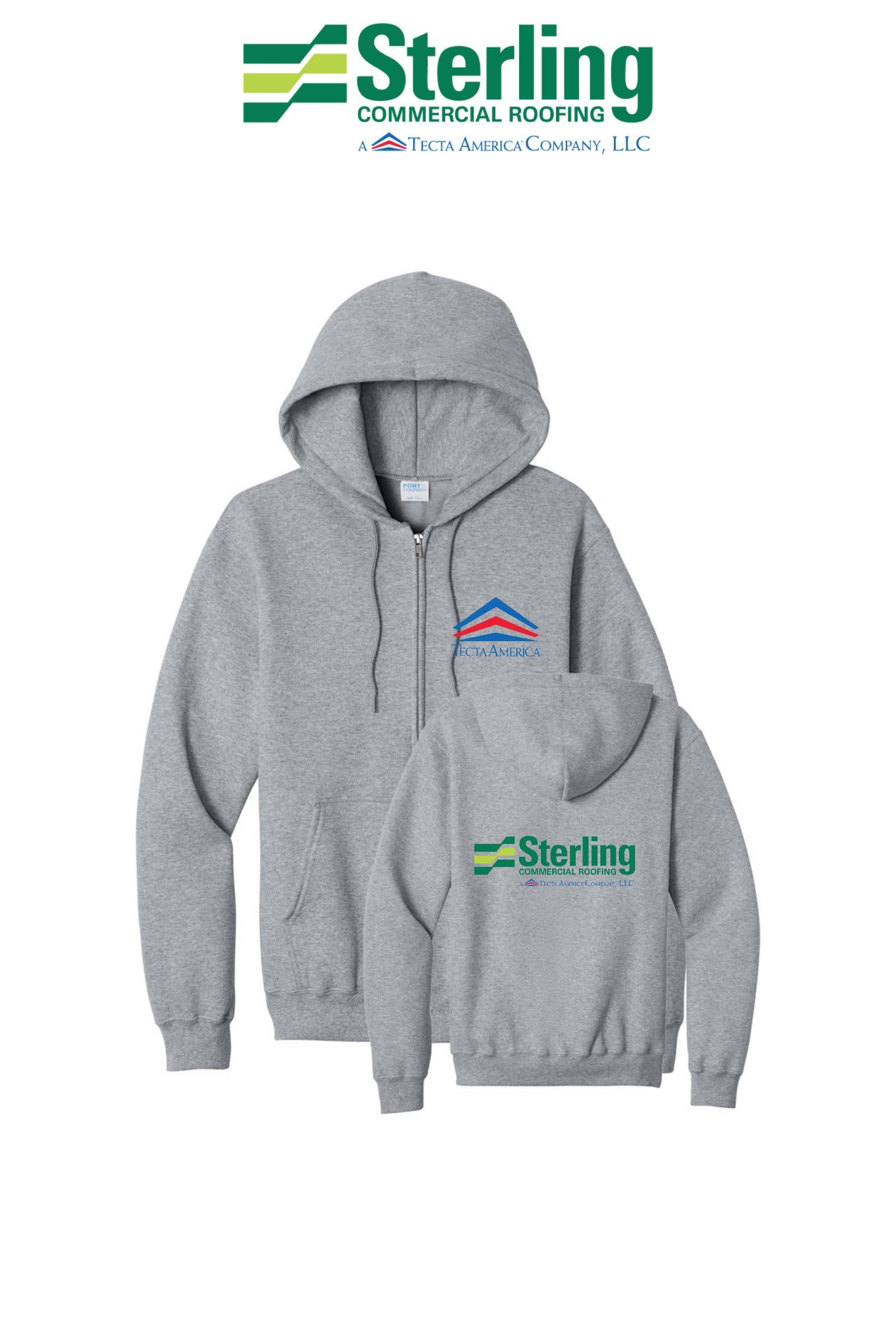 Port & Co™ Core Fleece Full-Zip Hooded Sweatshirt - Sterling, A Tecta American Company LLC
