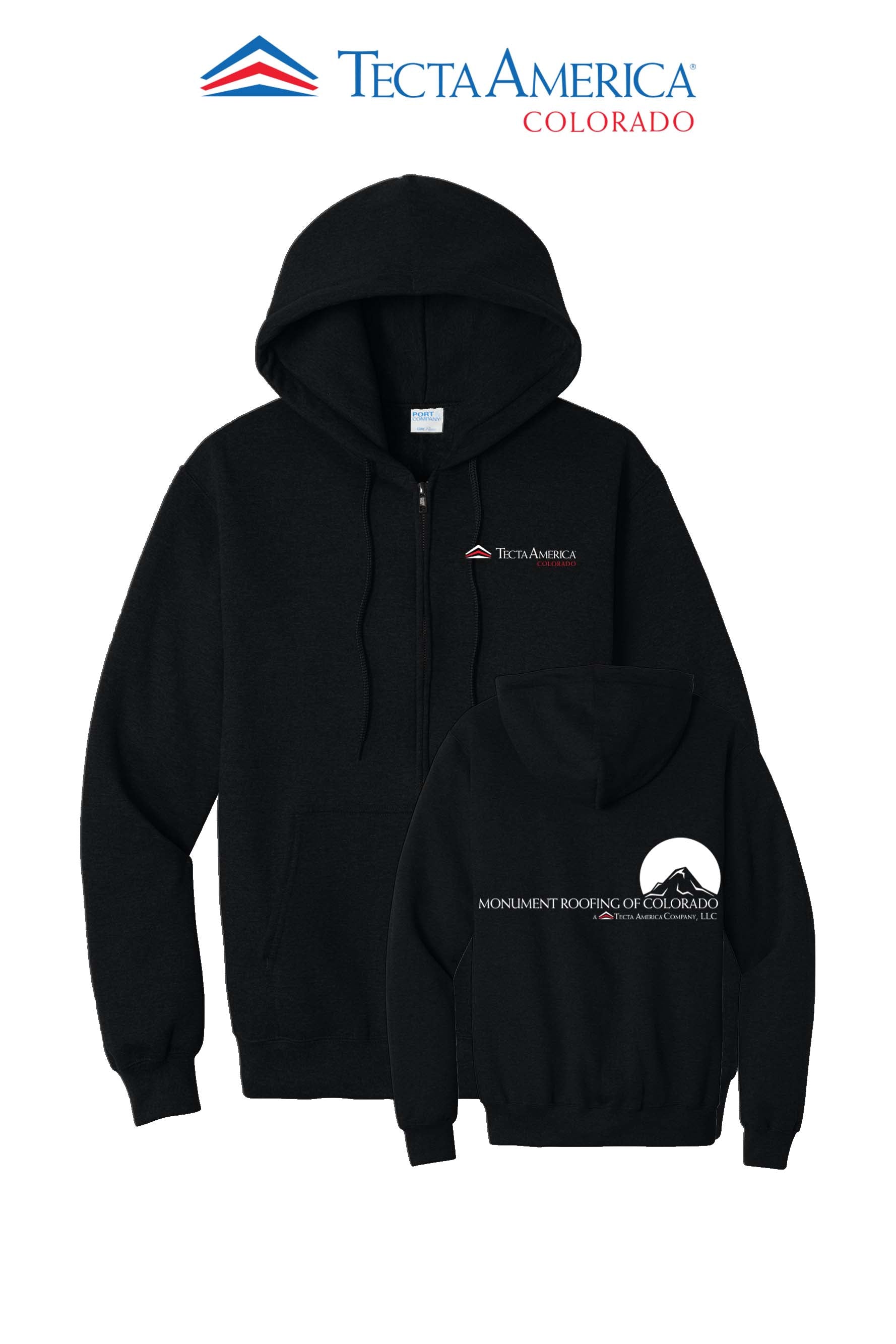 Port & Co™ Core Fleece Full-Zip Hooded Sweatshirt - Monument Roofing of Colorado