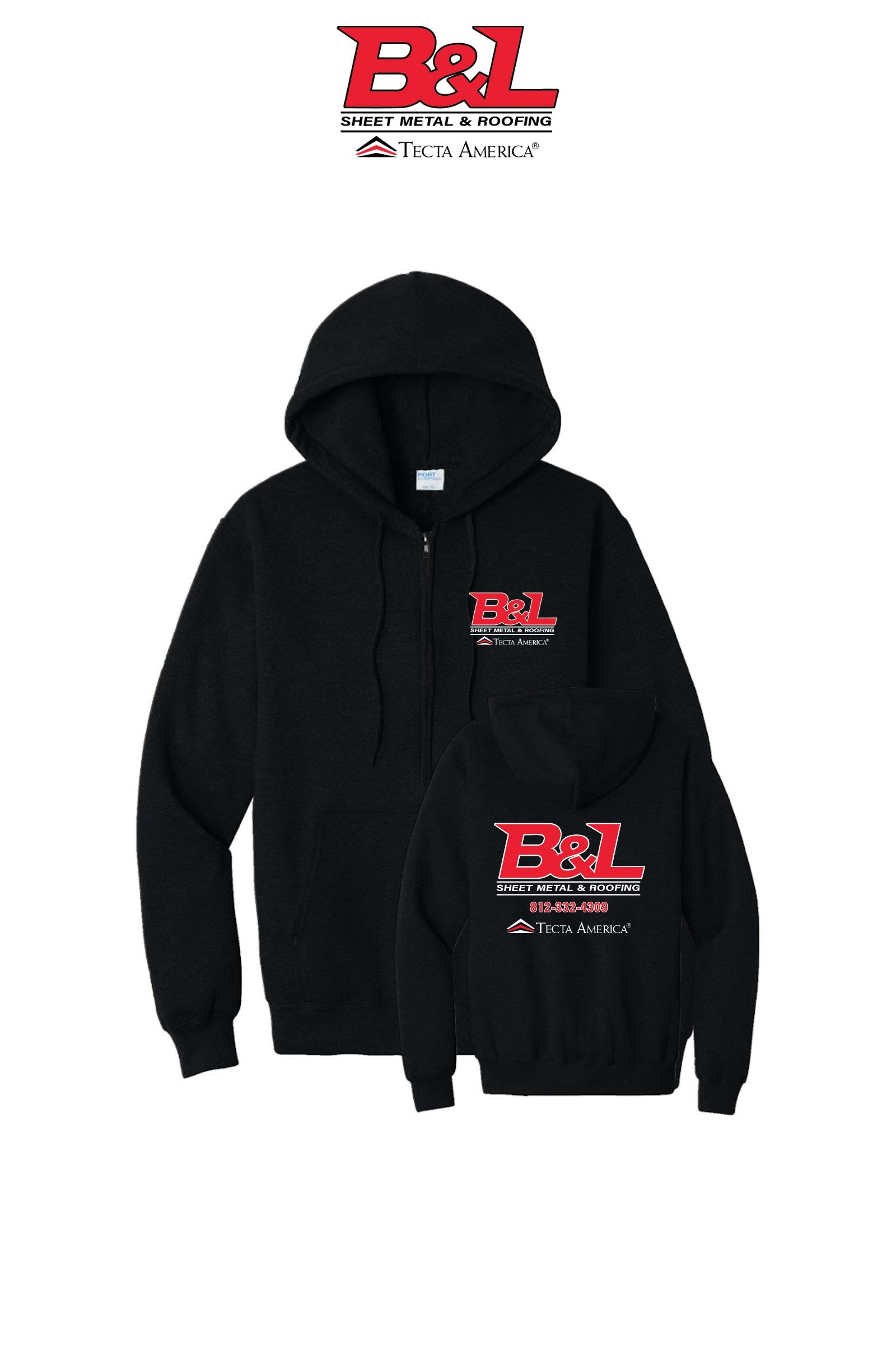 Port & Co™ Core Fleece Full-Zip Hooded Sweatshirt - B&L Sheet Metal & Roofing