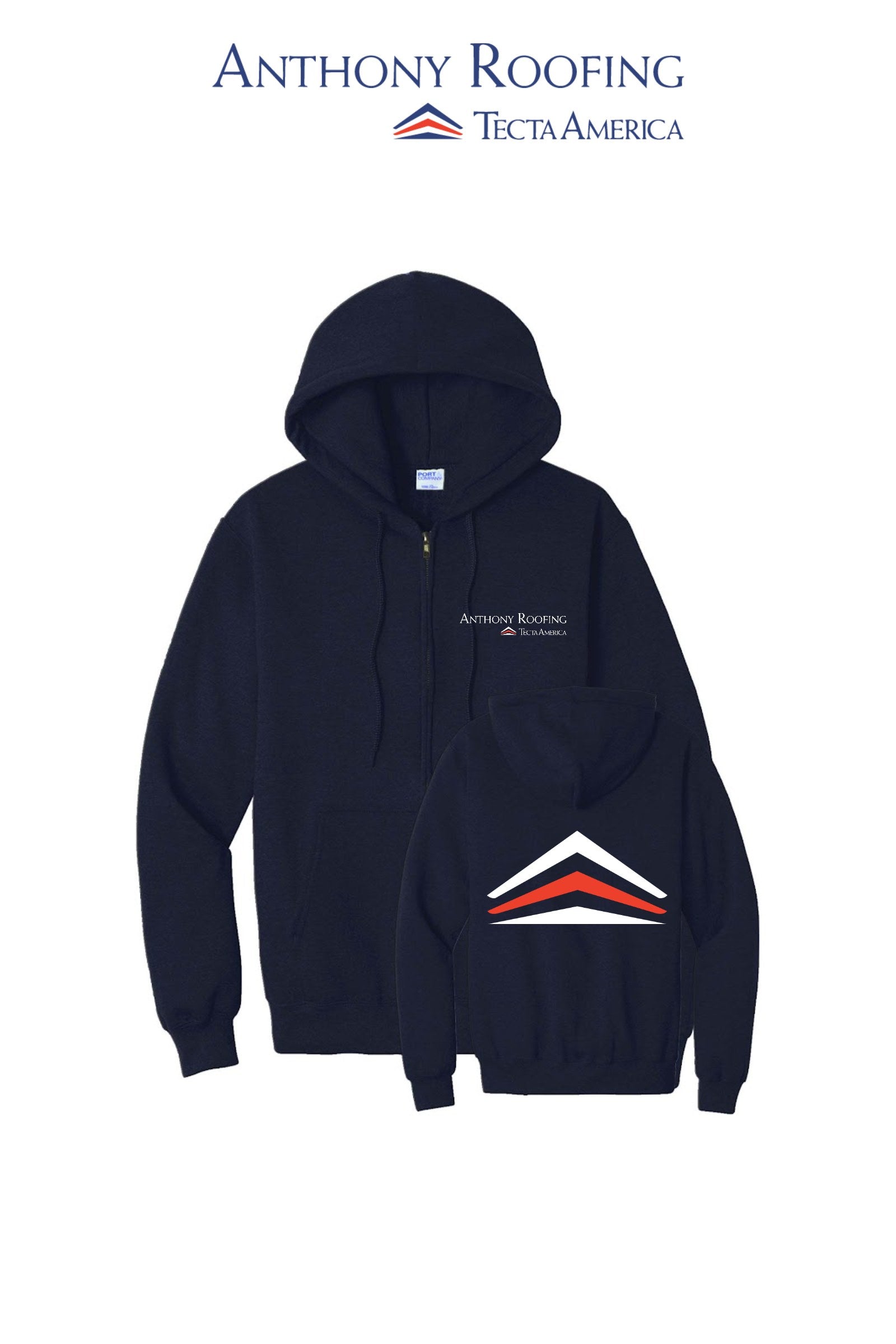 Port & Co™ Core Fleece Full-Zip Hooded Sweatshirt - Anthony Roofing