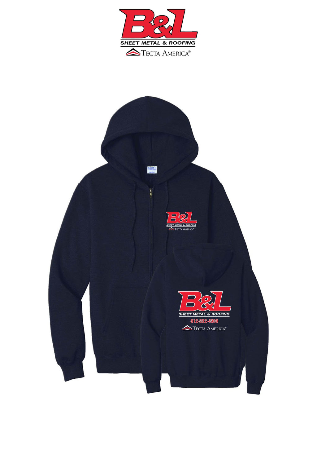 Port & Co™ Core Fleece Full-Zip Hooded Sweatshirt - B&L Sheet Metal & Roofing