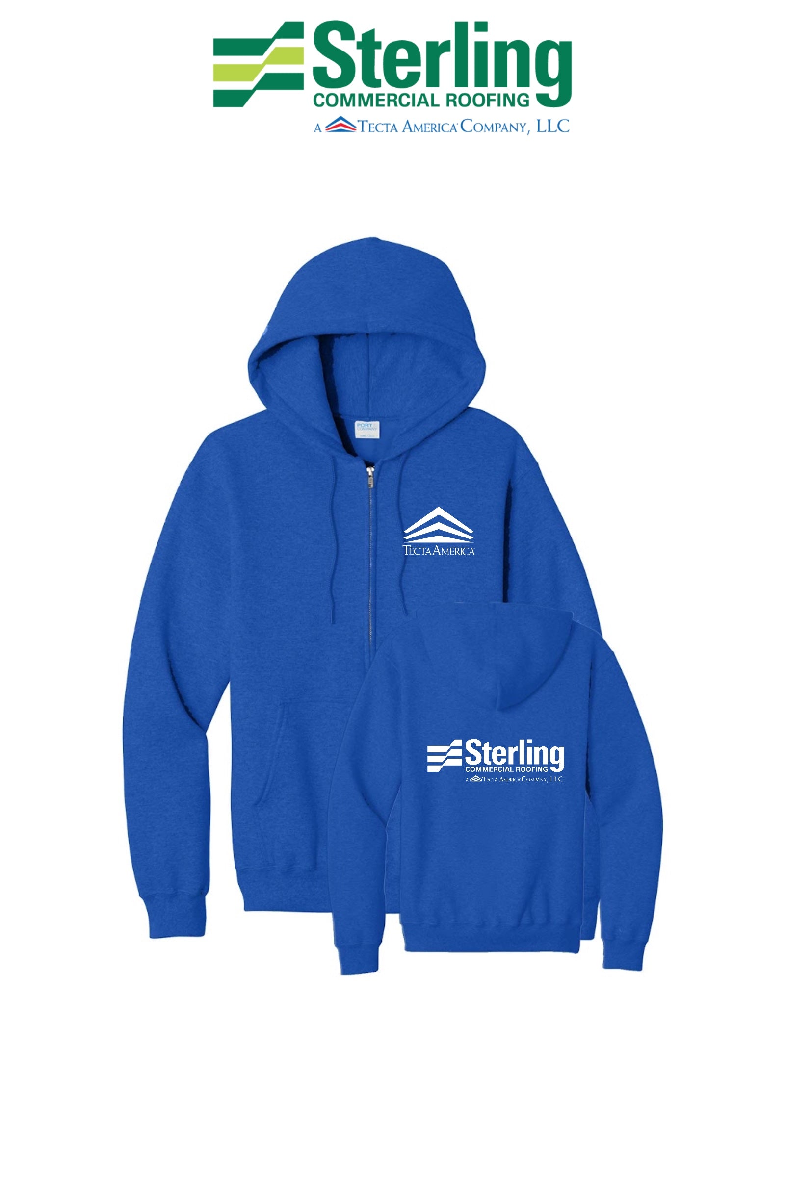 Port & Co™ Core Fleece Full-Zip Hooded Sweatshirt - Sterling, A Tecta American Company LLC